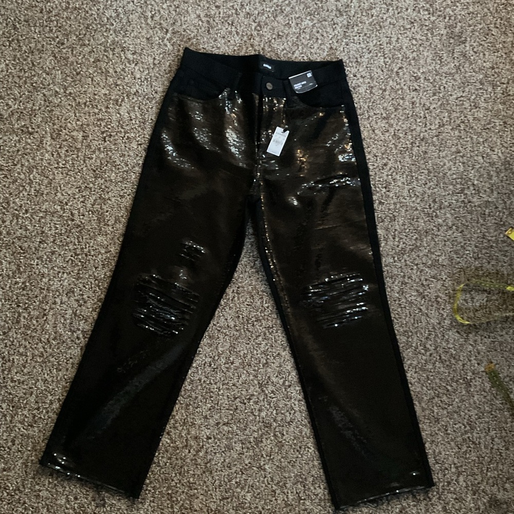Express High-Rise Black Sequin Jeans